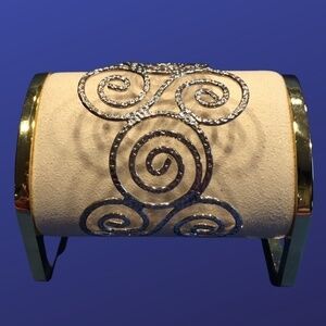 UNBRANDED Silver-tone CUFF Bracelet, Scrollwork design, EUC